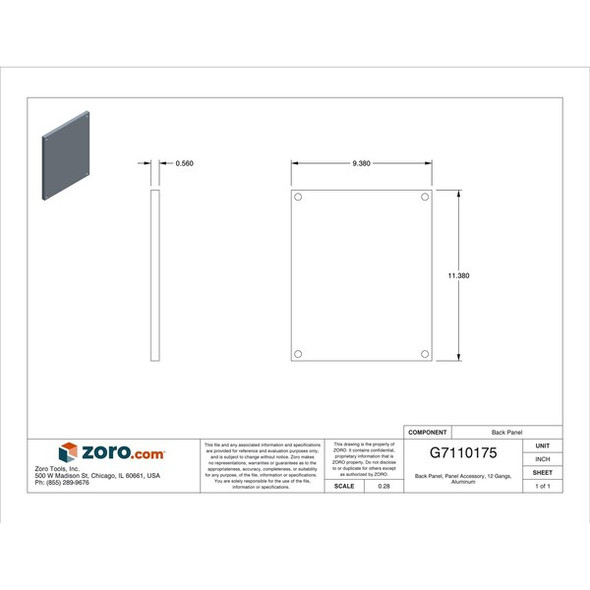 Hubbell-Wiegmann Back Panel, 12 Gangs, Aluminum HW-MP1210A