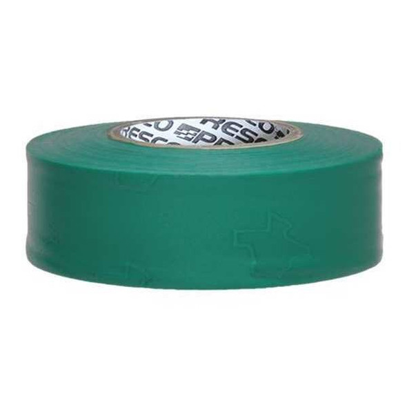 Flagging Tape, No Legend, Green, 1 3/16 in Wide x 300 ft Length, Vinyl, 2 mil
