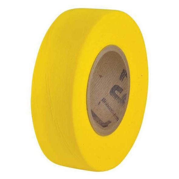 Flagging Tape, No Legend, Yellow, 1 in Wide x 100 ft Length, Cellulosic, 3 mil