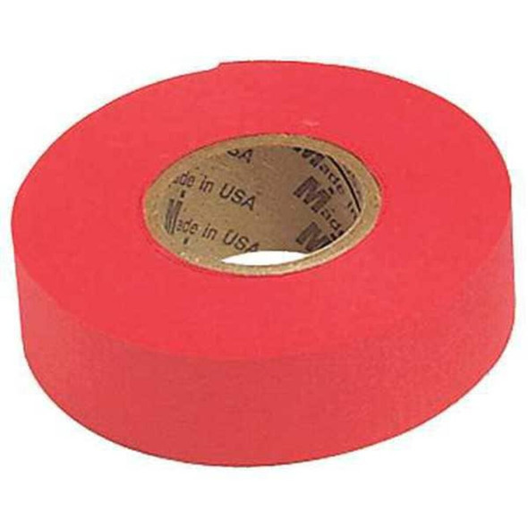 Flagging Tape, No Legend, Red, 1 in Wide x 100 ft Length, Wood Fiber, 3 mil  BDR-200