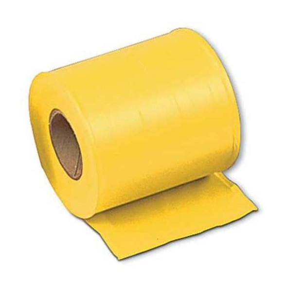 Flagging Tape, Yellow, 4 in Wide x 300 ft Length, Vinyl, 2.5 mil