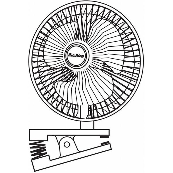 Air King 6" Blade Dia Portable Clip Fan, Non-Oscillating, 2 Speeds, 120VAC, White, Tilting Head 9145
