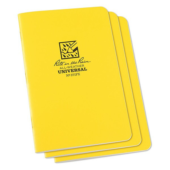 Rite in the Rain All Weather Stapled Notebook,3-1/4in,PK3 371FX-M