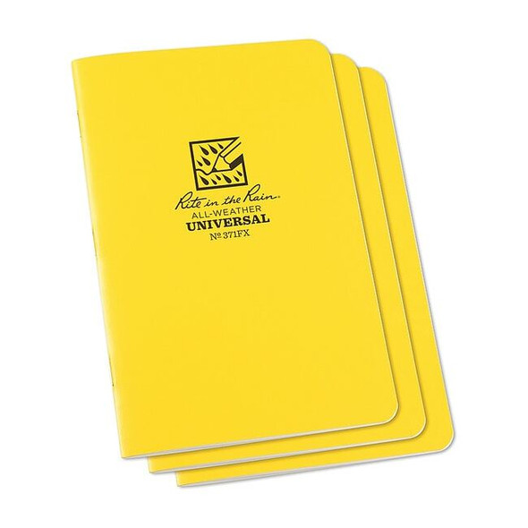 Rite in the Rain All Weather Stapled Notebook,3-1/4in,PK3 371FX-M