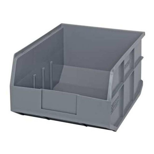 Shelf Storage Bin, Polypropylene, Gray, 7 in H, 11 in W, 14 in L