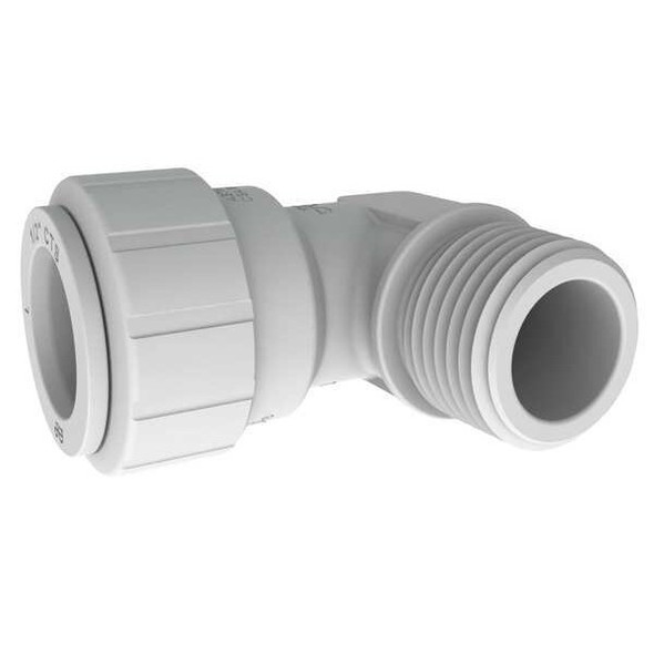 John Guest Push-Fit Elbow Fitting, 1/2 in Tube Size, Plastic, White PSEI482024