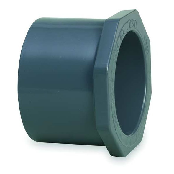 PVC Reducing Bushing, Spigot x Socket, 1 in x 3/4 in Pipe Size