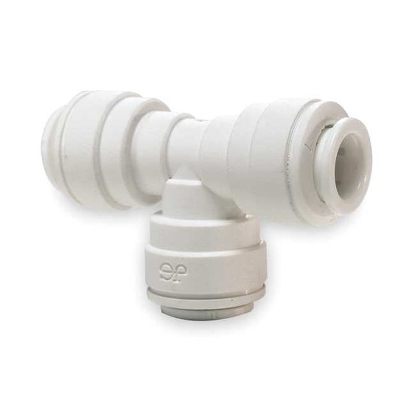 Push-Fit Tee Fitting, 1/2 in Tube Size, Polypropylene, White, 10 PK