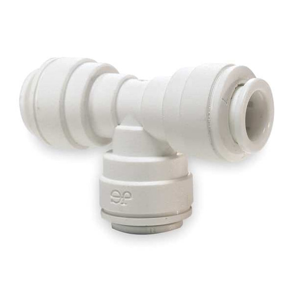 Push-Fit Tee Fitting, 1/2 in Tube Size, Polypropylene, White, 10 PK
