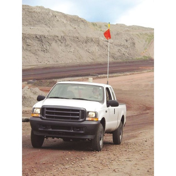 Warning Whip, Orange Whip, Orange Flag, 1 in dia Fiberglass Whip, Plastic Coated Nylon Mesh Flag