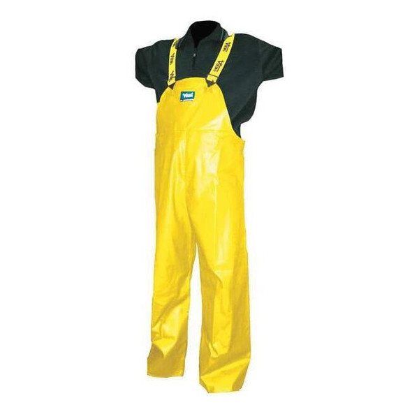 Viking Rain Bib Pants, Polyester, PVC, 31 1/2 in Inseam, Yellow, Size M 5110P-M