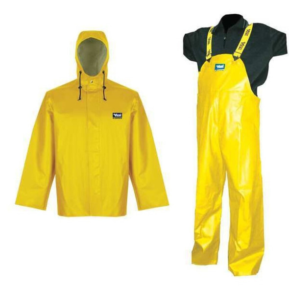 Viking Rain Bib Pants, Polyester, PVC, 31 1-2 in Inseam, Yellow, Size M 5110P-M