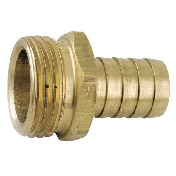 Barbed Hose Fitting, 3/4" Tube OD, 3/4 in Pipe Size, Low Lead Brass