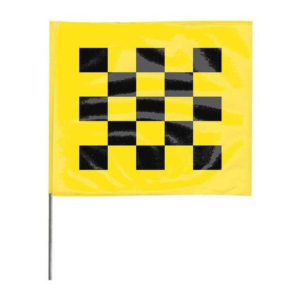 Marking Flag, Vinyl, 30" Wire Staff, Checkered, 30" L., 100 PK