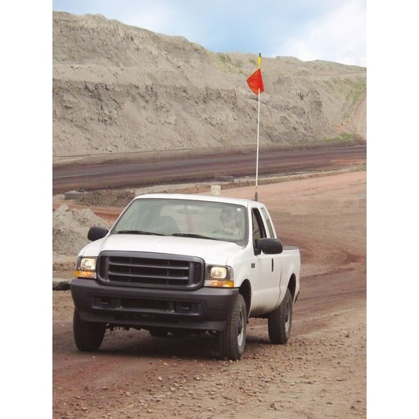 Warning Whip with Reflective X Flag, White Whip, Orange Flag, Fiber Glass, Debris Cap