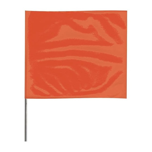 Marking Flag, Vinyl, 18" Wire Staff, Solid, 18" L., 100 PK