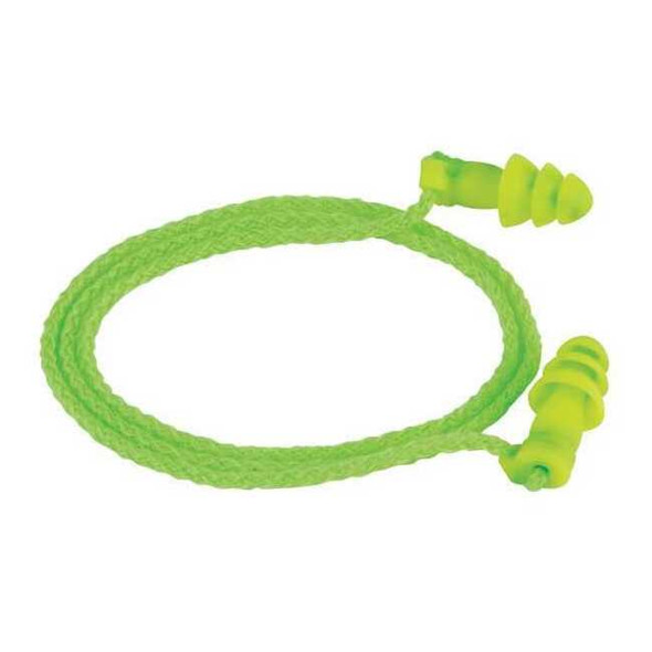 Jetz(R) Reusable Soft Plastic Ear Plugs, Flanged Shape, 27 dB, Green, 50 PK