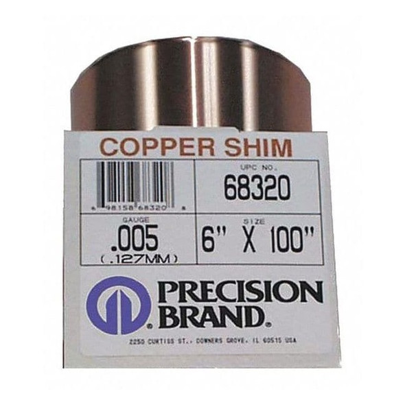 Precision Brand Shim Stock,Roll,Copper,0.0010 In,6 In 68130