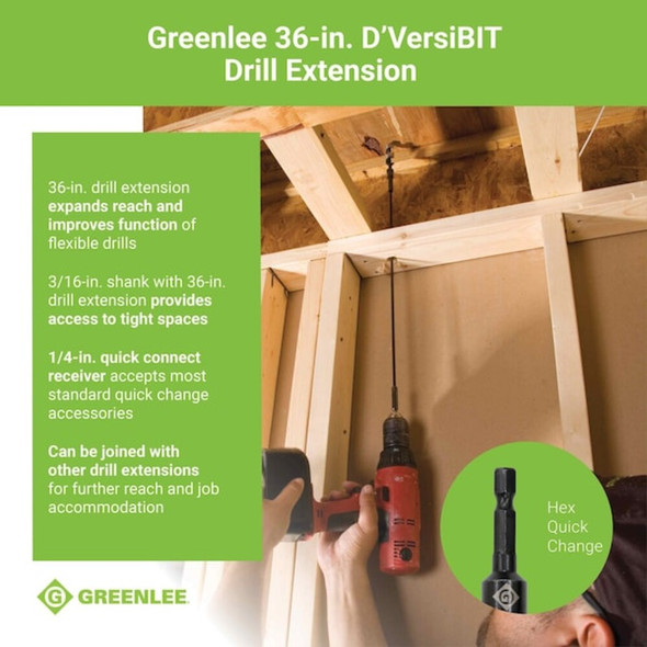 Greenlee Flexible Drill Extension,3-16x36In 921-36