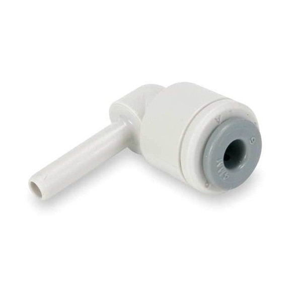 Push-Fit Elbow Fitting, 1/4 in Tube Size, Acetal, Gray, 10 PK