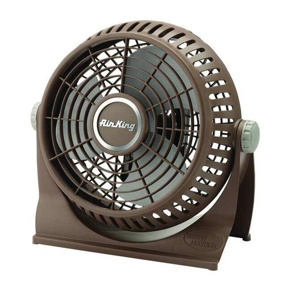 9" Blade Dia Table & Floor Fan, Non-Oscillating, 2 Speeds, 120VAC, Brown