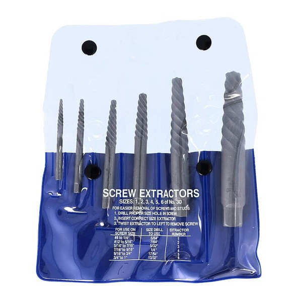 Chicago-Latrobe Screw Extractor 6pc Set 800 Chicago-Latrobe No 1 - No 6 65036