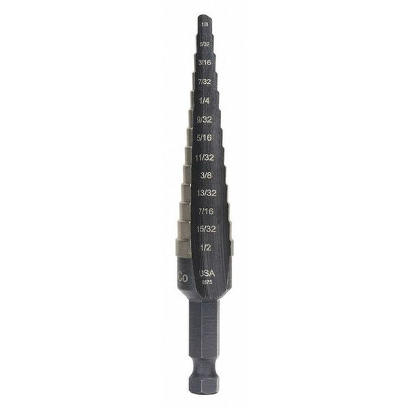 Irwin Step Cone Drill,1/8in to 1/2in,HSS UNIBIT 1