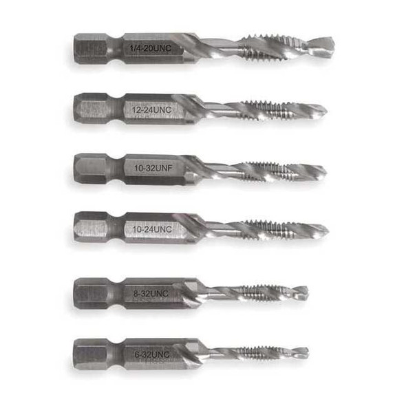 Greenlee Drill/Tap/Countersink Set, SAE, 6 Piece DTAPKIT