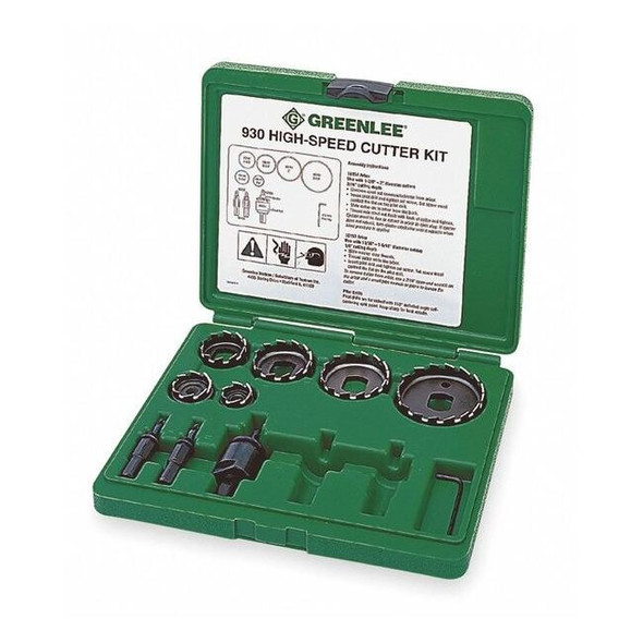 Greenlee HoleCutterKit,11pcs,Sizes:0.875"-2.5" 930