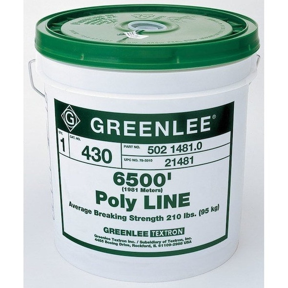 Greenlee Poly Line, 6500 ft, Breaking Strength 210 lb, Green 430