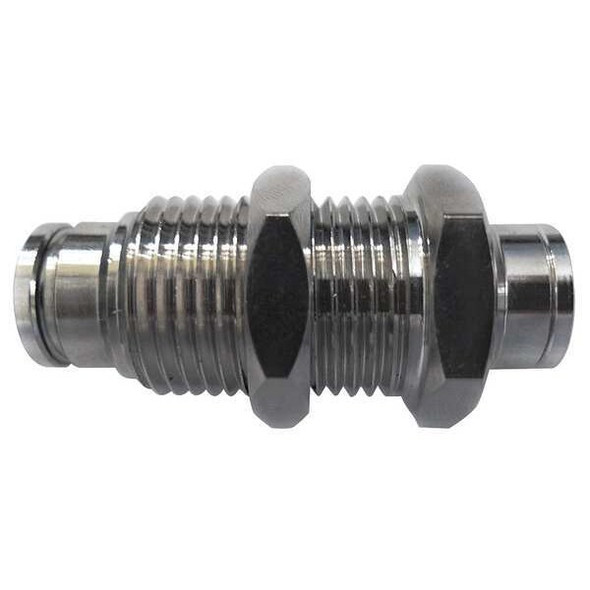 Push-Fit Union Fitting, 1/4 in Tube Size, Brass, Silver