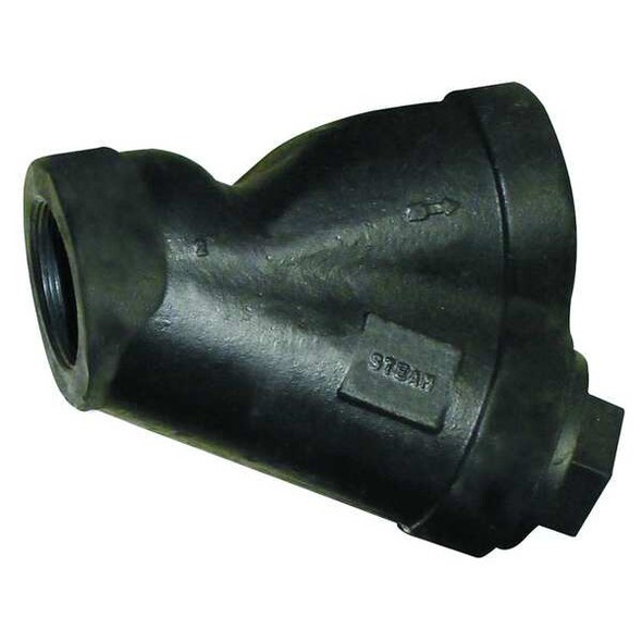 Y Strainer, 1/2" Pipe, FNPT x FNPT, Cast Iron, Stainless Steel,PTFE