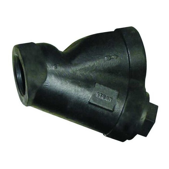 Y Strainer, 1/2" Pipe, FNPT x FNPT, Cast Iron, Stainless Steel,PTFE