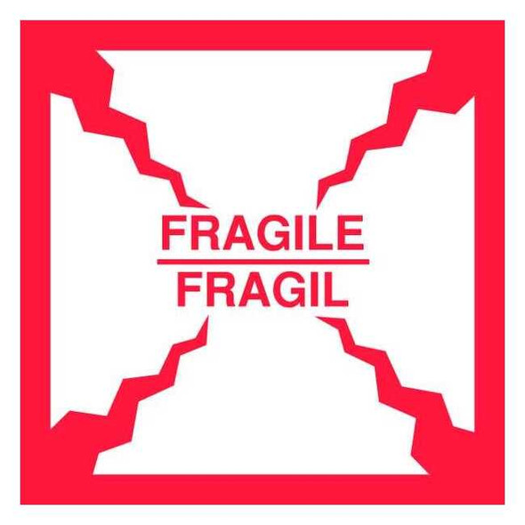 4" x 4" Adhesive Back Bilingual Shipping Labels, Fragile/Fragil, Pk50
