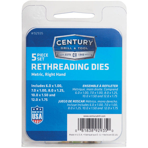 Century Drill & Tool Die Metric Rethreading Set (5-Piece) 92935 Century Drill & Tool Die Metric Rethreading Set (5-Piece) 92935