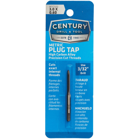 Century Drill & Tool 3.0x0.60 Carbon Steel Metric Tap 97305