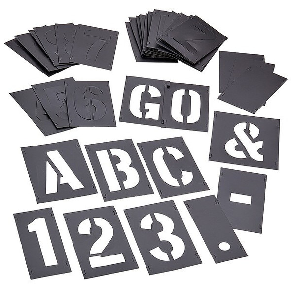 C.H. Hanson Stencil Set, Combination Set, Gothic Font, PVC, 46 Pieces 10193