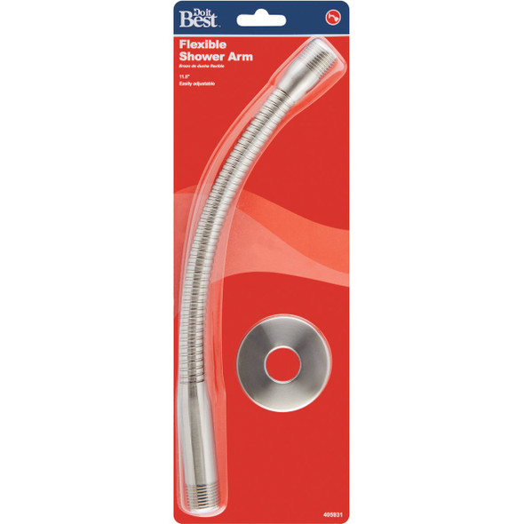 Do it Best 11-1-2 In. Brushed Nickel Flexible Shower Arm with Flange DIB780BN 405931