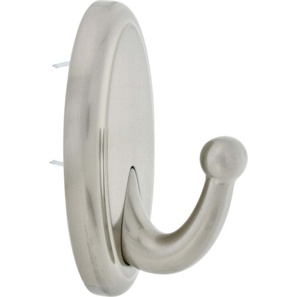 Hillman High and Mighty 25 Lb. Capacity Satin Nickel Oval Decorative Hook 515819