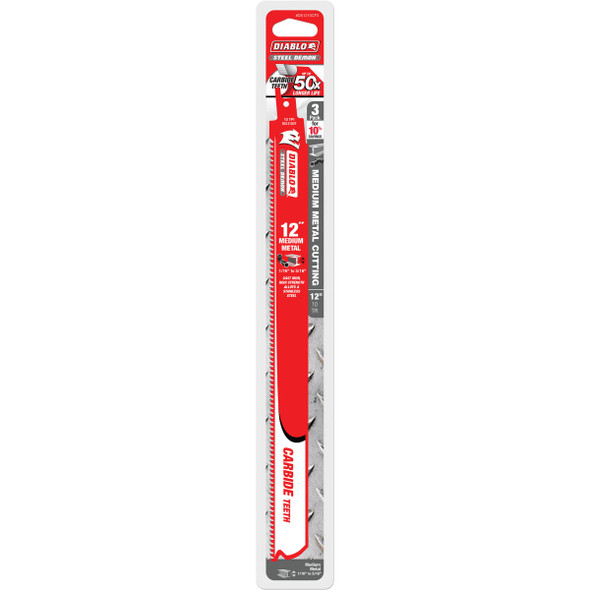 Diablo Steel Demon 12 In. 10 TPI Carbide Medium Metal Reciprocating Saw Blade (3-Pack)
