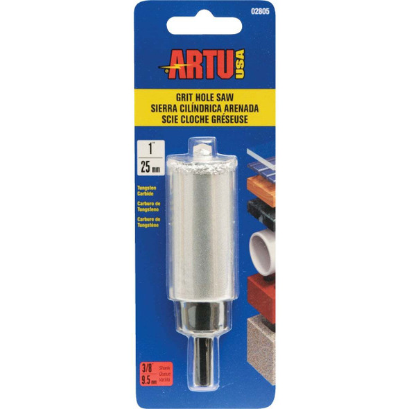 ARTU 1 In. Tungsten Carbide Grit Hole Saw with Arbor and Pilot Bit 02805