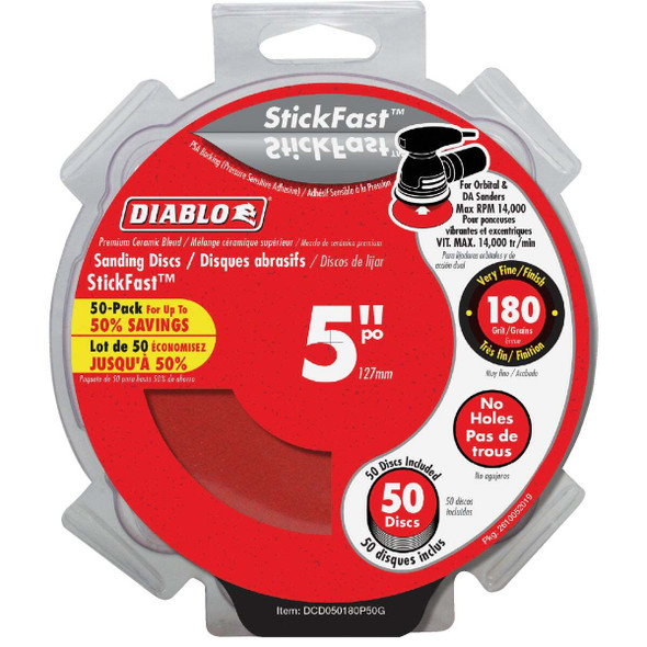 Diablo StickFast 5 In. 180 Grit Sanding Disc (50-Pack) DCD050180P50G