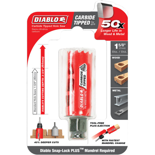 Diablo 1-5-8 In. Carbide-Tipped Hole Saw DHS1625CT 300678