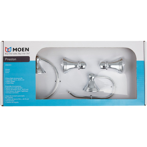 Moen Preston Collection 3-Piece Bath Hardware Set, Chrome DN8433CH 404558