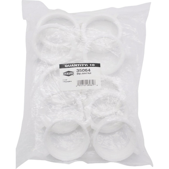 Eastman EZ-FLO 1-1-2 In. White Plastic Slip Joint Nut (10-Pack) 35064 403104