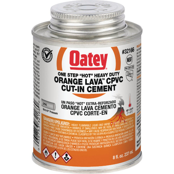 Oatey 8 Oz. Orange Lava One-Stop Hot Cut-In CPVC Cement 32166