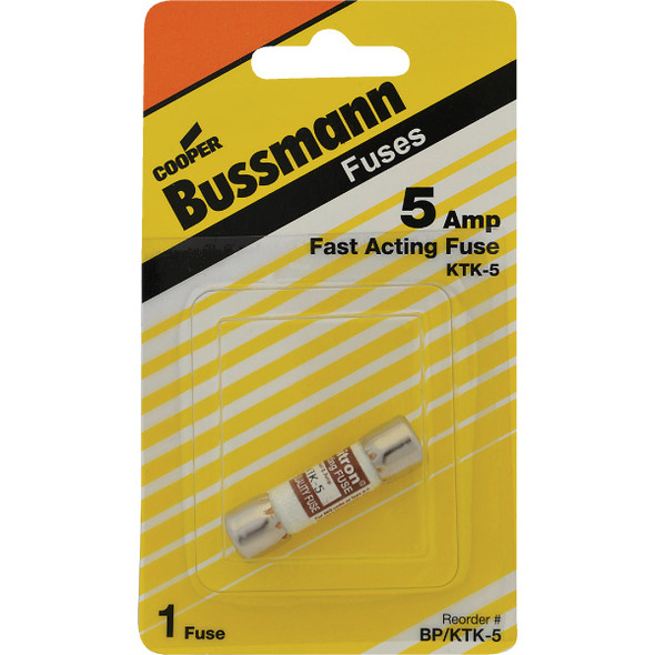 Bussmann 5A Limitron KTK Cartridge Heavy-Duty Cartridge Fuse BP/KTK-5 Bussmann 5A Limitron KTK Cartridge Heavy-Duty Cartridge Fuse BP/KTK-5