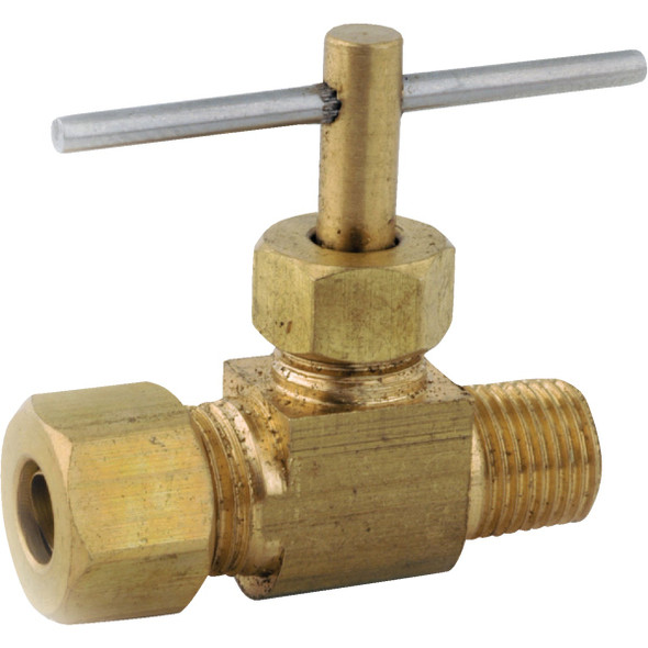 Anderson Metals 1/4 In. C x 1/8 In. MIP Brass Straight Needle Valve 759101-0402 Anderson Metals 1/4 In. C x 1/8 In. MIP Brass Straight Needle Valve 759101-0402
