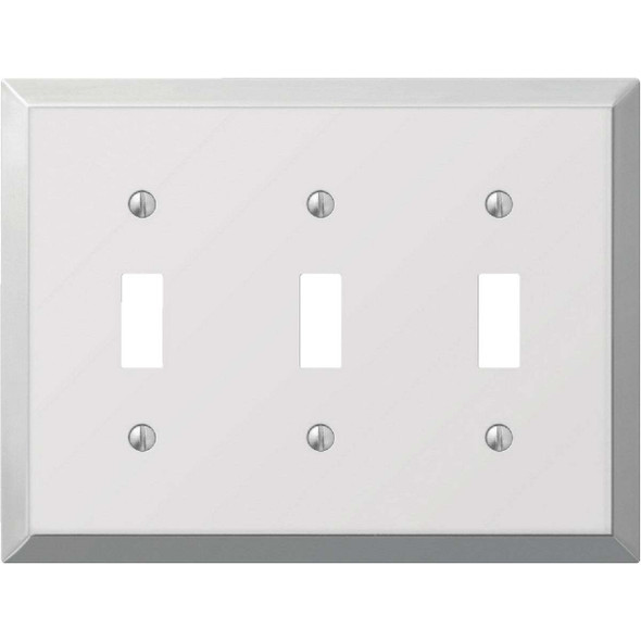 Amerelle 3-Gang Stamped Steel Toggle Switch Wall Plate, Polished Chrome 161TTT