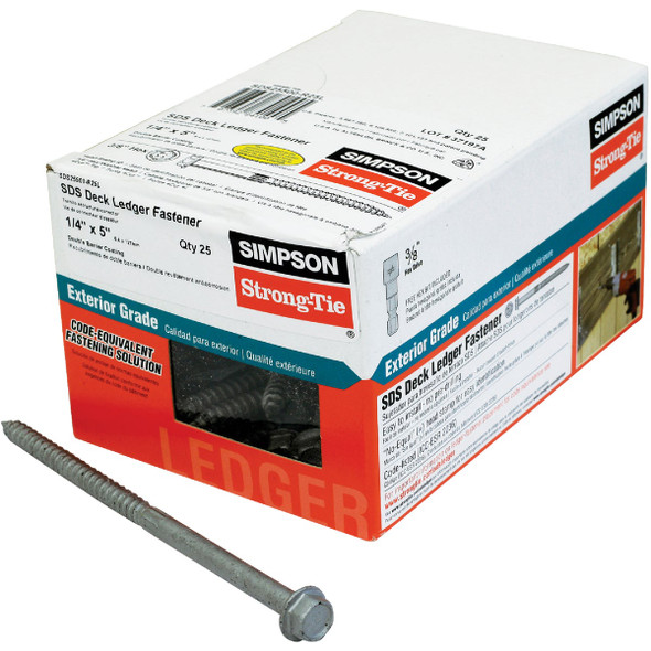 Simpson Strong-Tie Strong-Drive SDS 1/4 In. x 5 In. Ledger Deck Screw (25 Ct.)